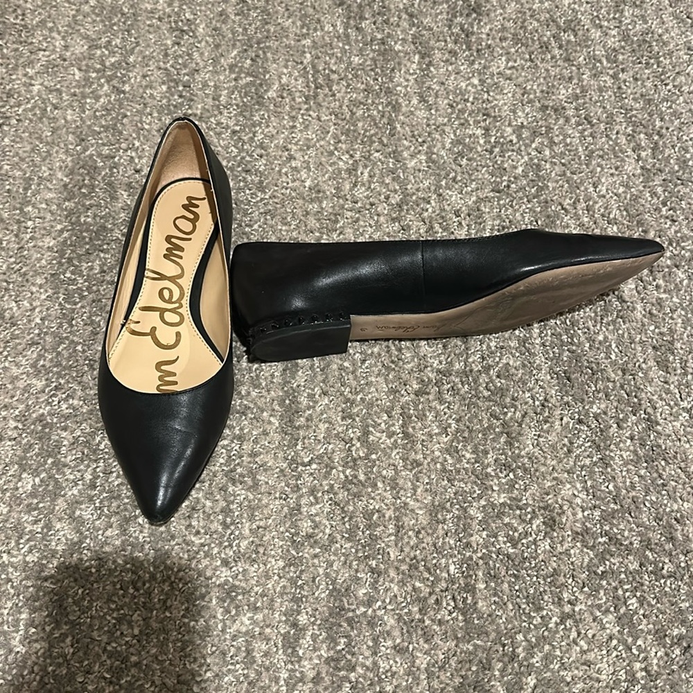 👠 SOLD 👠 Sam Edelman - 'Reyanne' Spike Rand Pointy Toe Flat Black 6